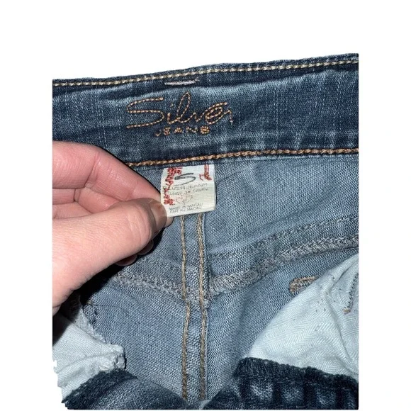 Silver Jeans Suki Womens 31x32 Blue Low Mid Rise Bootcut Distress Whisker Jeans - Picture 5 of 7